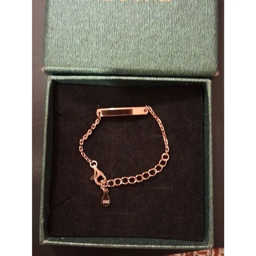 S925 Rose Gold Childs Sleek Bar Bracelet New In Box